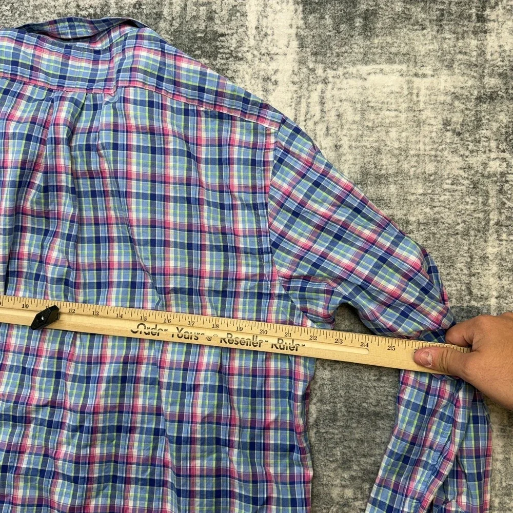 Polo Ralph Lauren Shirt Men XL Blue Bright Colorful Plaid Button Down Preppy Ivy